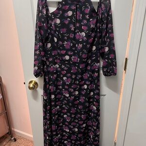 Floral Black and Pink Women's Dress